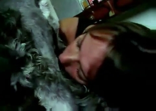 Hot zoophile is giving a blowjob