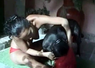 Join a slut fucking with a black puppy