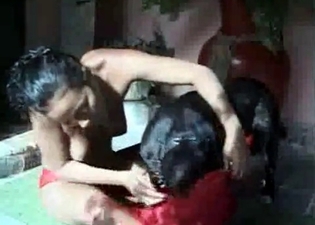 Join a slut fucking with a black puppy