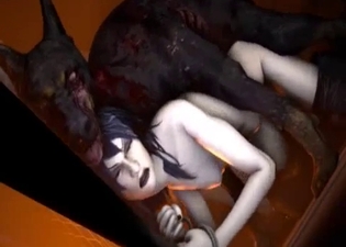 Brutal 3d doberman bangs a slutty zoophile