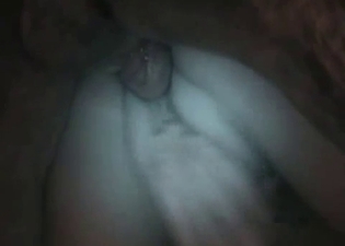 Babe plays with pussy during dog sex