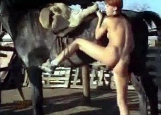 Ginger model is pleasing a horse