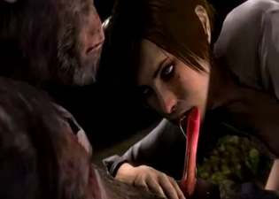 3D monkey gets sucked by submissive babe