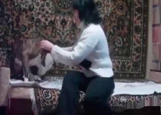 Russian-looking zoophile enjoying sex