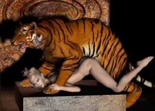 Beautiful 3D bestiality with a hardcore brutal tiger