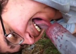 German Shepard suckjob with a guy in glasses