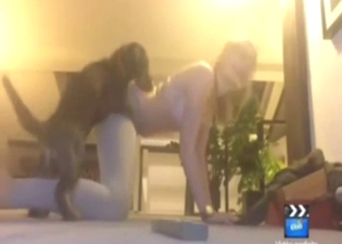 Dog-loving bitch takes beast dick on all fours