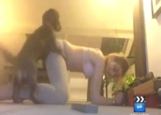 Dog-loving bitch takes beast dick on all fours