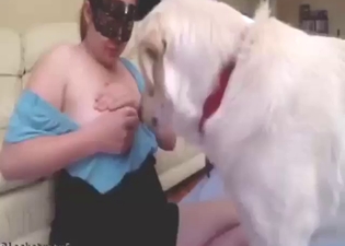 Training session with a milk-chugging dog in HQ